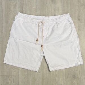🔥BUNDLESALE Mens 3XL White Flat Front Shorts with Elastic Waistband linen blend